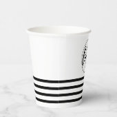 ロゴを追加するストライプパターン – 白黒 紙コップ (右)