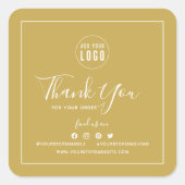 ロゴを追加するソーシャルメディアありがとうごカスタムざいます スクエアシール (正面)