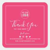 ロゴを追加するソーシャルメディアありがとうごカスタムざいます スクエアシール (正面)