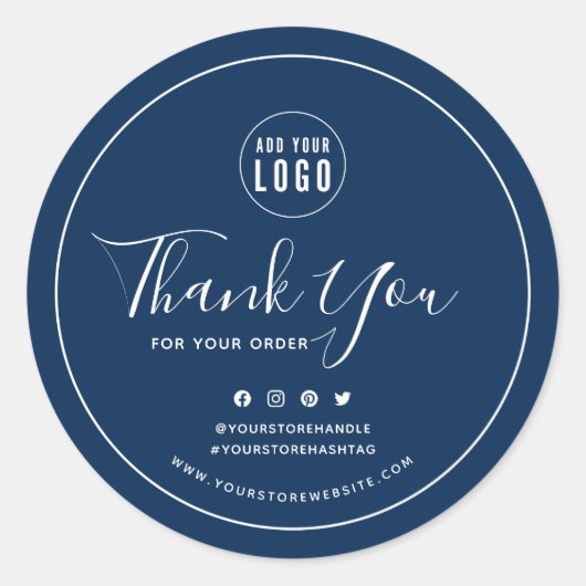 ロゴを追加するソーシャルメディアありがとうごカスタムざいます ラウンドシール (正面)