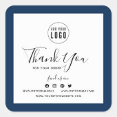 ロゴを追加するソーシャルメディアありがとうごカスタムざいま縁どす。 スクエアシール (正面)