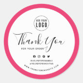 ロゴを追加するソーシャルメディアありがとうごカスタムざいま縁どす。 ラウンドシール (正面)