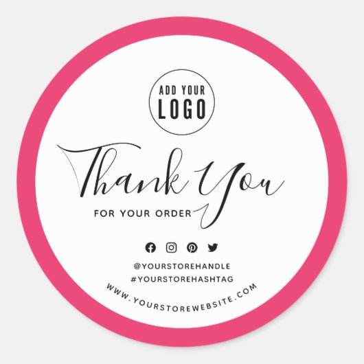 ロゴを追加するソーシャルメディアありがとうごカスタムざいま縁どす。 ラウンドシール (正面)