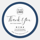 ロゴを追加するソーシャルメディアありがとうごカスタムざいま縁どす。 ラウンドシール (正面)