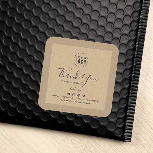 ロゴを追加するソーシャルメディアありがとうKraft スクエアシール