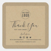 ロゴを追加するソーシャルメディアありがとうKraft スクエアシール (正面)