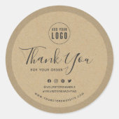 ロゴを追加するソーシャルメディアありがとうKraft ラウンドシール (正面)