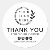 ロゴを追加するソーシャルメディアのご注文ありがとうございます ラウンドシール (正面)