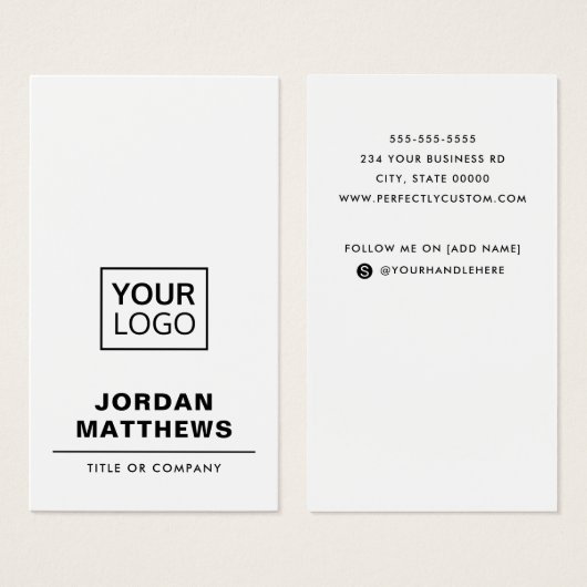 ロゴを追加するソーシャルメディアの縦型名刺 (正面&裏面)