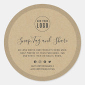 ロゴを追加するソーシャルメディアスナップと共有クラフト ラウンドシール (正面)
