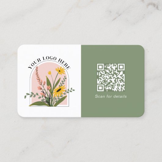 ロゴを追加するソーシャルメディアQRコード企業の緑 名刺 (正面)