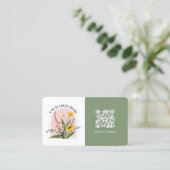 ロゴを追加するソーシャルメディアQRコード企業の緑 名刺 (スタンド正面)