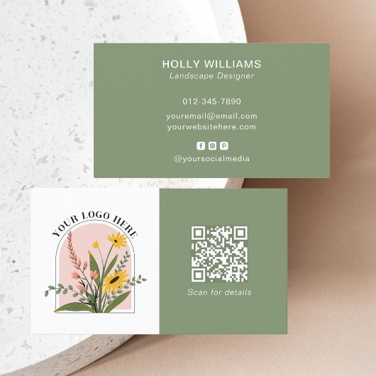 ロゴを追加するソーシャルメディアQRコード企業の緑 名刺