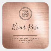ロゴを追加するバラゴールドフォイルろうそく製品ラベル スクエアシール (正面)