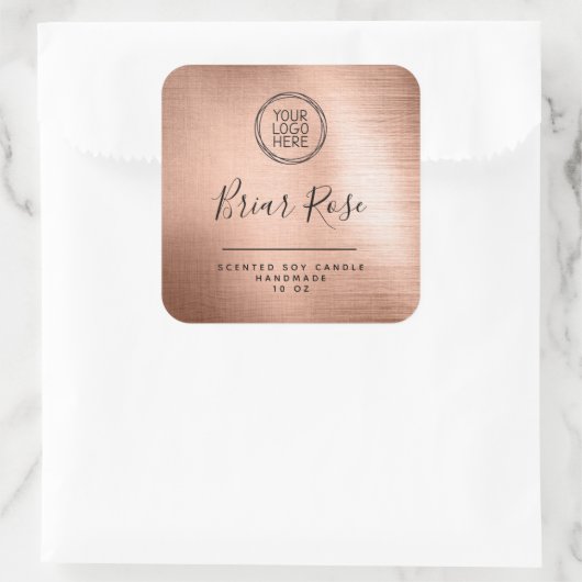 ロゴを追加するバラゴールドフォイルろうそく製品ラベル スクエアシール (バッグ)