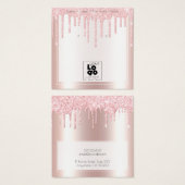 ロゴを追加するピンクのグリッタードリップイヤリングディスプレイカード (正面&裏面)