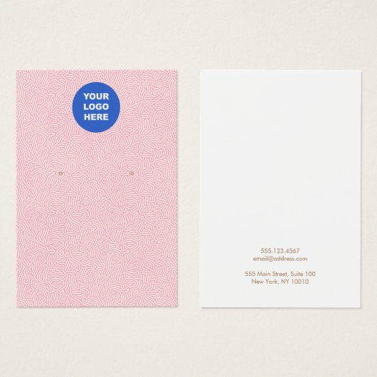 ロゴを追加するピンクパターンイヤリングディスプレイカード (正面&裏面)