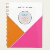 ロゴを追加するピンク色のオレンジ色のアポイントメントブック プランナー手帳 (正面)
