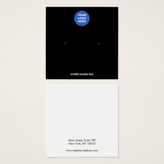 ロゴを追加するブラックスタッドイヤリングディスプレイカード (正面&裏面)