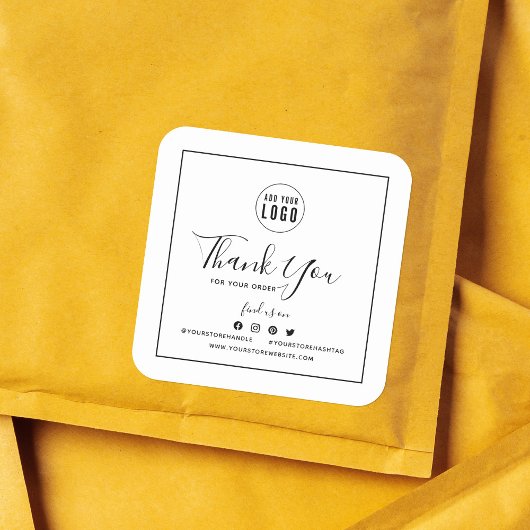 ロゴを追加するブラックソーシャル縁どメディアありがとうございます スクエアシール