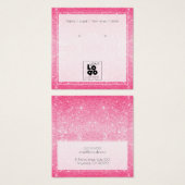 ロゴを追加するホットピンクのグリッターイヤリングディスプレイカード (正面&裏面)