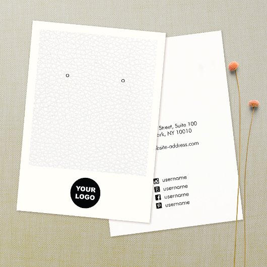 ロゴを追加するホワイトレザーイヤリングディスプレイホルダー 名刺