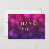 ロゴを追加するマゼンタの《写真》ぼけ味ライトのフェイク金ゴールド サンキューカード (正面)