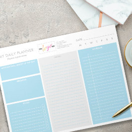 ロゴを追加するミニマルなブルー未適用の毎日プランナー ノートパッド