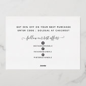 ロゴを追加するモダン白黒金ゴールド 箔シーズンカード (裏面)