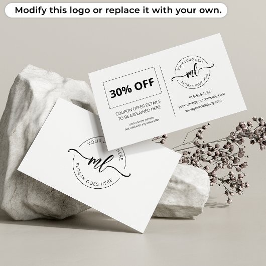 ロゴを追加するモノグラムイニシャルCustomer White 割引カード