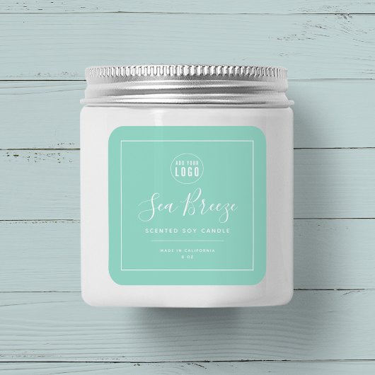 ロゴを追加する白縁どの編集可能な色の製品ラベル スクエアシール