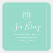 ロゴを追加する白縁どの編集可能な色の製品ラベル スクエアシール (正面)