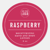 ロゴを追加する白縁ど線と線の編集可能な色 ラウンドシール (正面)