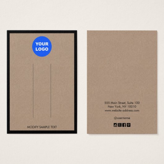 ロゴを追加する茶色のクラフト縁どヘアクリップ表示 (正面&裏面)