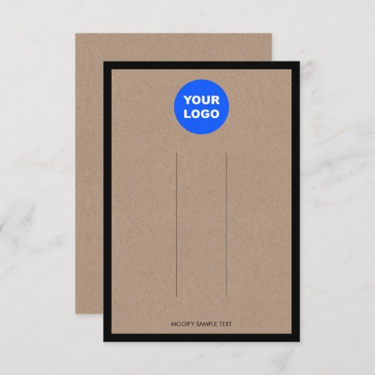 ロゴを追加する茶色のクラフト縁どヘアクリップ表示 招待状 (正面/裏面)