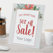 ロゴを追加する赤いフローラホリデービジネスセール 台座サイン (インサイチュ)