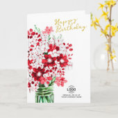 ロゴを追加する赤い白い花ビジネス誕生日 カード (黄色い花)