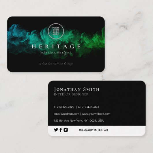 ロゴを追加する魔法の緑の曇り 名刺 (正面/裏面)