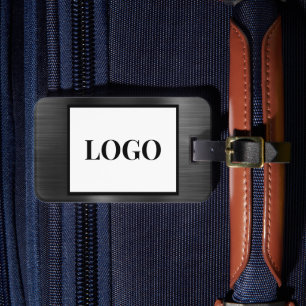 ロゴを追加する黒いグレーフェイクメタルスタイル水平 ラゲッジタグ