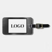 ロゴを追加する黒いグレーフェイクメタルスタイル水平 ラゲッジタグ (正面横)