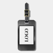 ロゴを追加する黒いグレーフェイクメタルスタイル水平 ラゲッジタグ (正面縦)