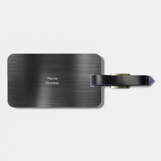 ロゴを追加する黒いグレーフェイクメタルスタイル水平 ラゲッジタグ (裏面横)
