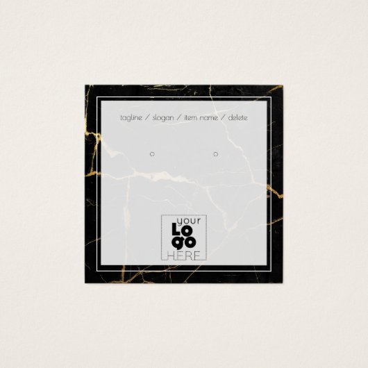 ロゴを追加する黒い金ゴールド大理石イヤリングディスプレイカード (正面)