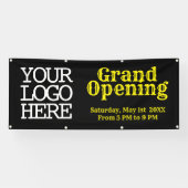 ロゴを追加する黒い黄色のグランドオープニングバナー 横断幕 (横)