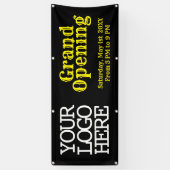 ロゴを追加する黒い黄色のグランドオープニングバナー 横断幕 (縦)
