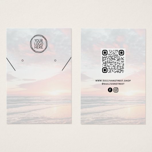 ロゴを追加するQRネックレスイヤリングディスプレイカード (正面&裏面)