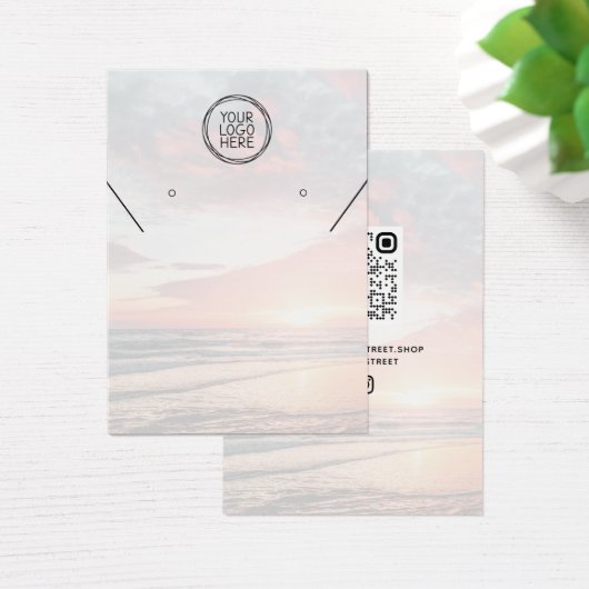 ロゴを追加するQRネックレスイヤリングディスプレイカード (デスク)