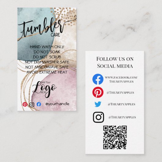 ロゴを追加するTUMBLERカー気にドの金ゴールドグリッター 名刺 (正面/裏面)