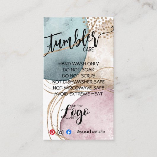 ロゴを追加するTUMBLERカー気にドの金ゴールドグリッター 名刺 (正面)