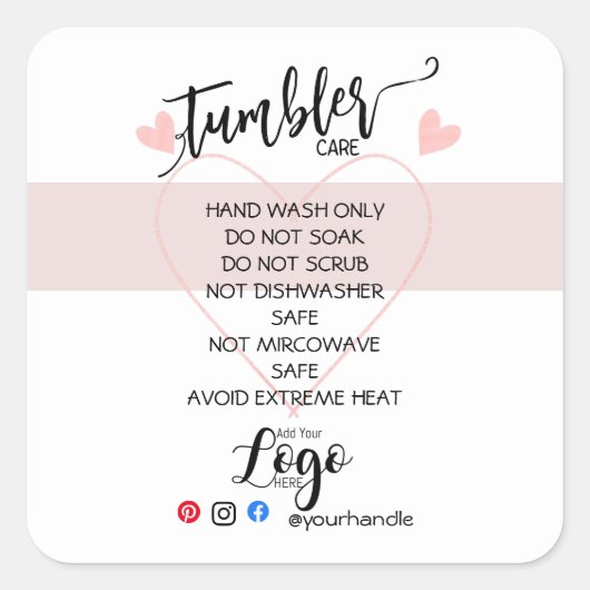 ロゴを追加するTUMBLERステッカー気にビニビジネス スクエアシール (正面)